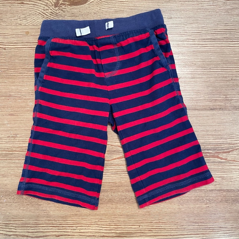 Mini Boden Navy and Red Striped Shorts